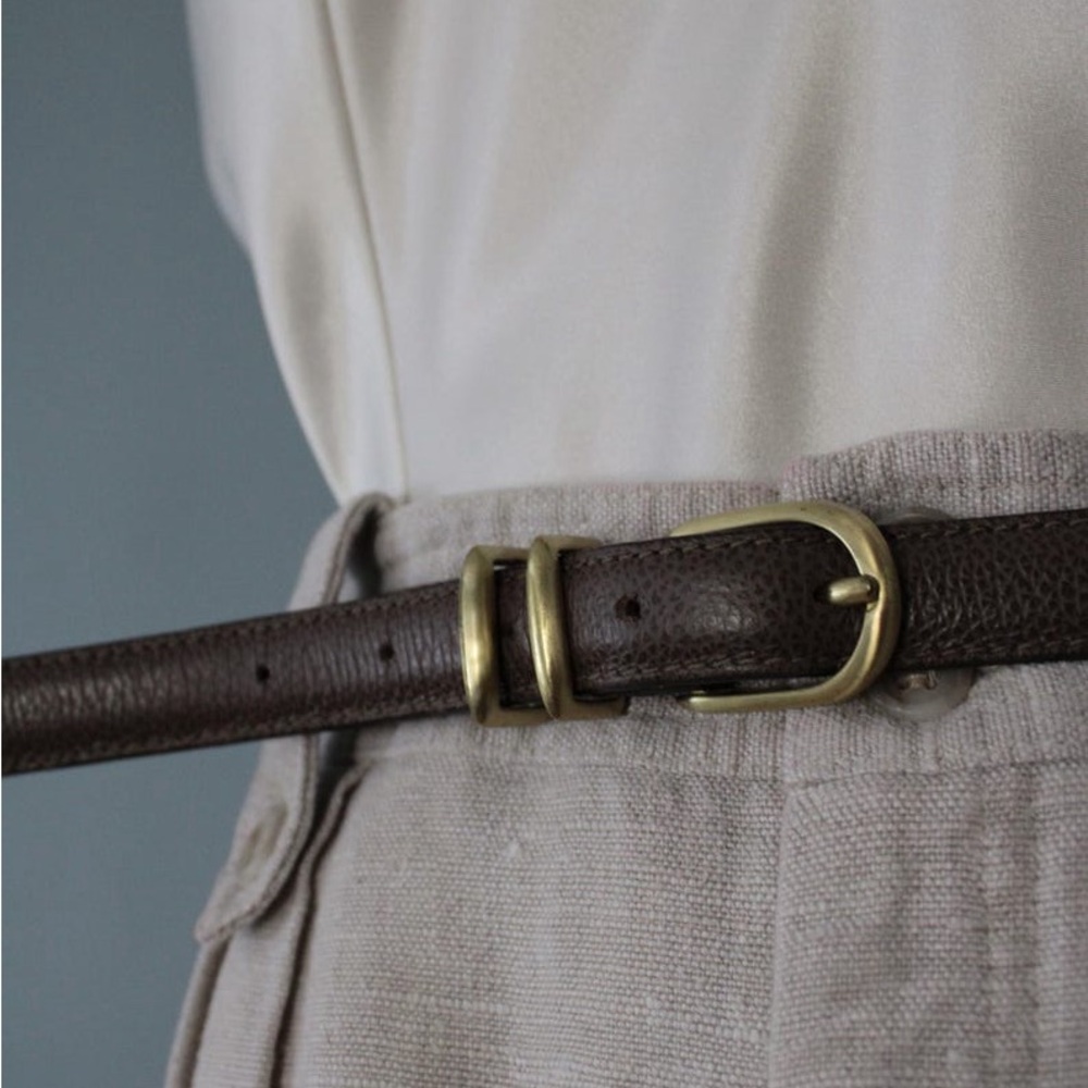 COACH Dark Olive Leather Belt Medium Brass Buckle 8401 Made in Italy